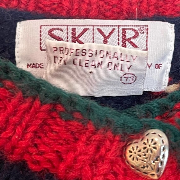 SKYR Vintage Holiday Cardigan Sweater Embroidered Red Women’s Size L - Picture 7 of 12
